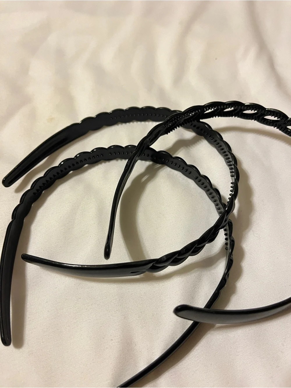 Black Plastic Wavy Braided Tooth Headbands Lot 3